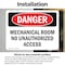 Signmission Mechanical Room No Unauthorized Access Danger Sign, Vinyl Decal, 10in W x 7in L, 2PK OS-2PACK-DS-D-710-L-1675 - alternate 6
